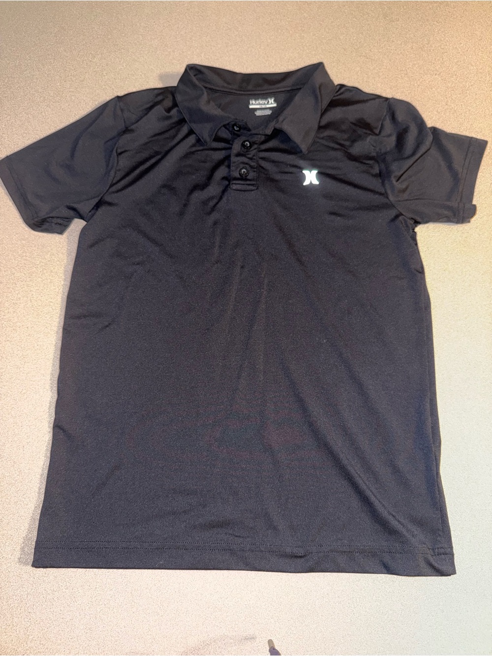 Hurley boys size 10/12 short sleeve polo shirt black